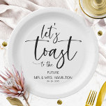 Let's Toast Chic Calligraphy Engagement Party Paper Plates<br><div class="desc">A stylish calligraphy engagement party paper plate. Easy to personalize with your details. CUSTOMIZATION: If you need design customization,  please contact me through chat; if you need information about your order,  shipping options,  etc.,  please get in touch with Zazzle support directly.</div>