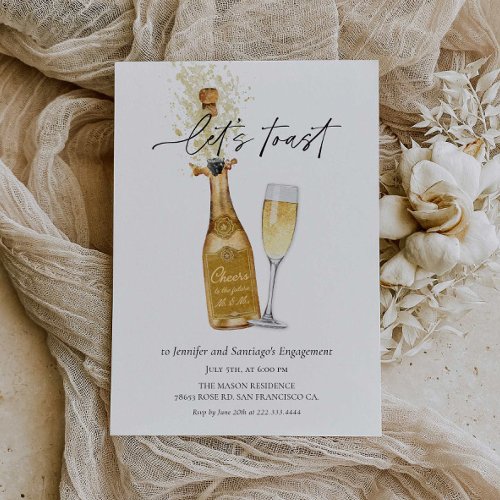 Lets Toast Couples Engagement Invitation