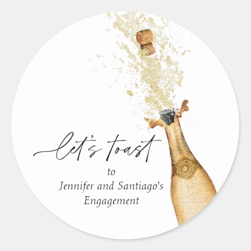 Lets Toast Couples Engagement Party Classic Round Sticker