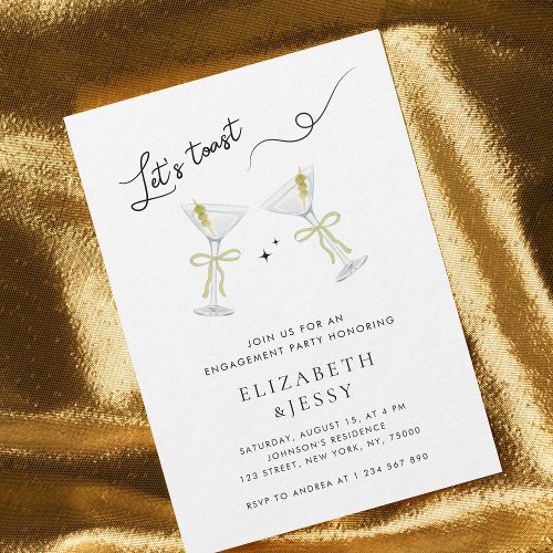 Lets Toast Couples Shower Engagement Party Invitation