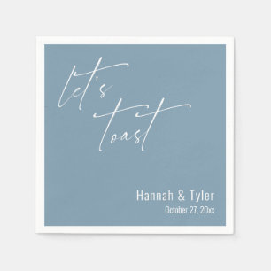 Let's Toast Elegant Simple Wedding Dusty Blue Napkins
