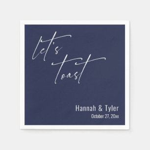 Let's Toast Elegant Wedding Navy Blue Cocktail Napkins