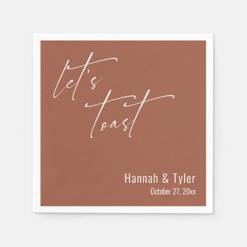 Let's Toast Elegant Wedding Terracotta Cocktail Napkins