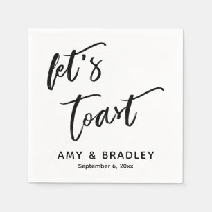 Let's Toast Handwriting Typography Wedding Napkins