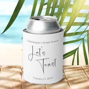 Let's Toast Modern Script Bridal Shower Can Cooler
