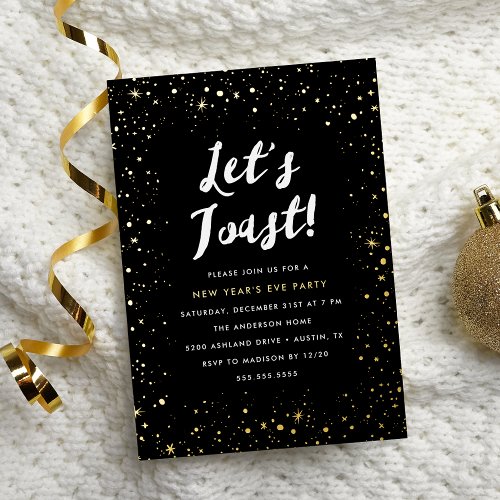 Lets Toast New Year Party Foil Invitation