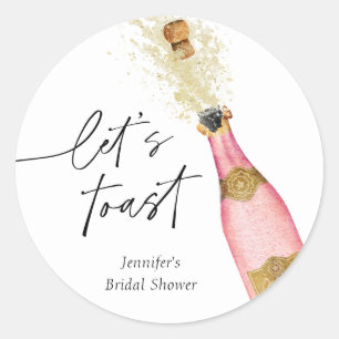 Let's Toast Pink Bridal Shower Classic Round Sticker