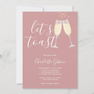 Let's Toast Script Bridal Shower Dusty Rose Pink Invitation