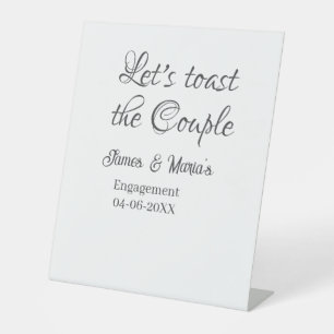 Let's toast the couple engagement party name date  pedestal sign