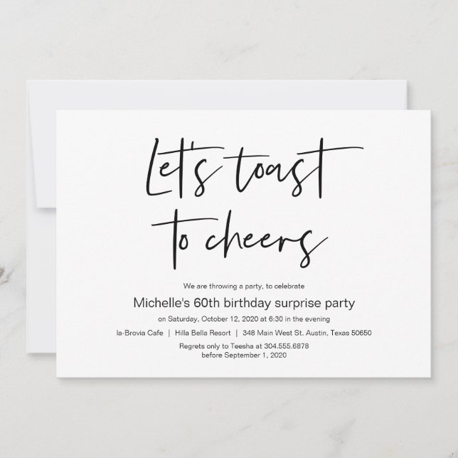 Let's toast to cheers, Surprise Birthday Party Invitation (Front)