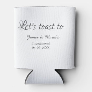 Let's toast to engagement party name date elegant  can cooler