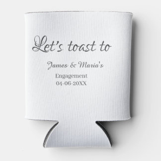 Let's toast to engagement party name date elegant  can cooler