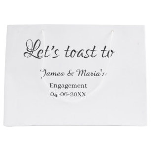 Let's toast to engagement party name date elegant large gift bag