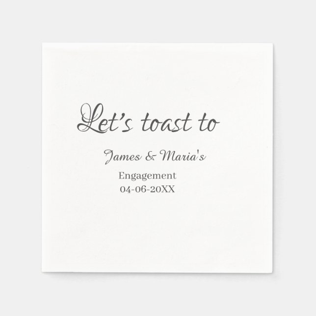 Let's toast to engagement party name date elegant  napkins (Front)