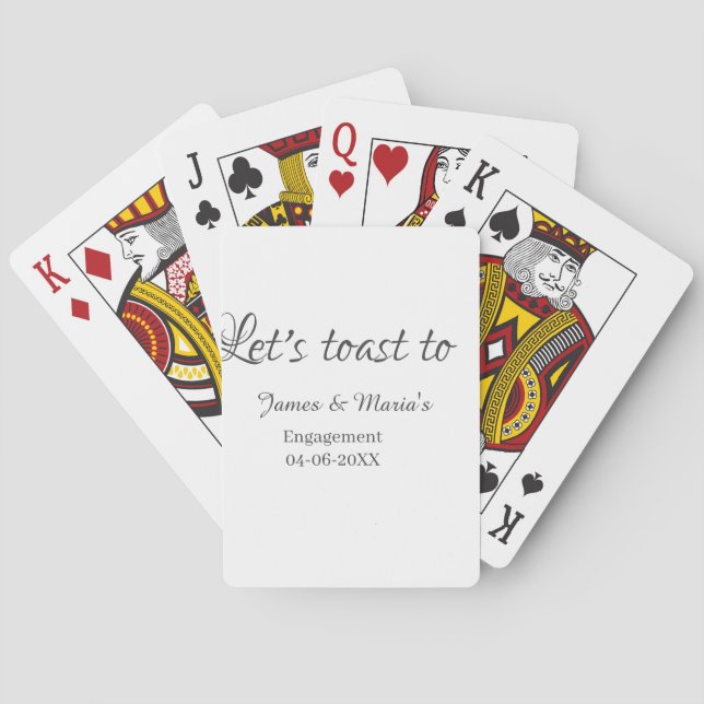 Let's toast to engagement party name date elegant  poker cards (Back)