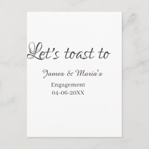 Let's toast to engagement party name date elegant postcard