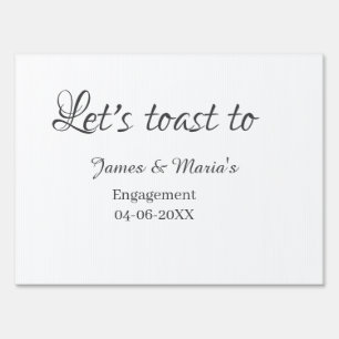 Let's toast to engagement party name date elegant  sign