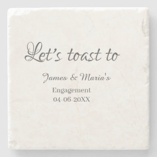 Let's toast to engagement party name date elegant stone coaster