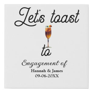 Let's toast to engagement party name date glass faux canvas print