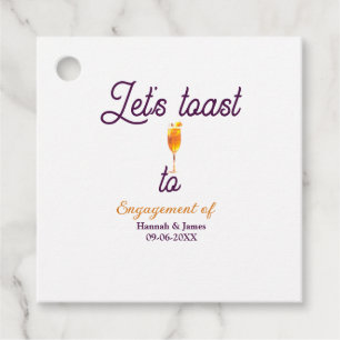 Let's toast to engagement party name date glass favor tags