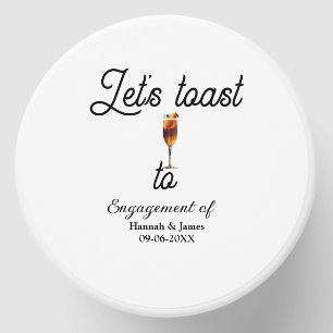 Let's toast to engagement party name date glass mini candle favors