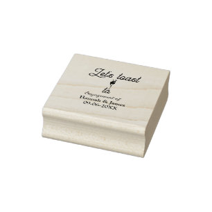 Let's toast to engagement party name date glass rubber stamp