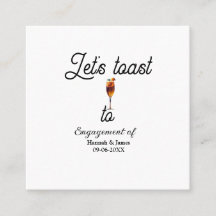 Let's toast to engagement party name date glass