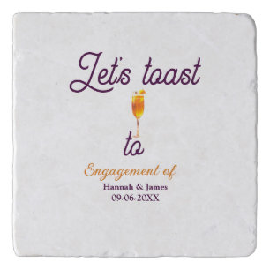 Let's toast to engagement party name date glass trivet