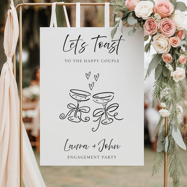 Let's Toast to Happy Couple Engagement Party Sign  (Creator Uploaded)