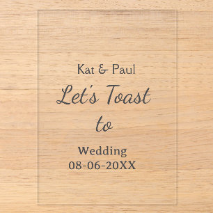 Let's toast to wedding add name date simple couple acrylic invitations