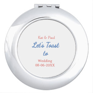 Let's toast to wedding add name date simple couple compact mirror