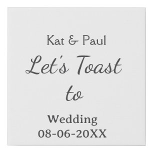 Let's toast to wedding add name date simple couple faux canvas print