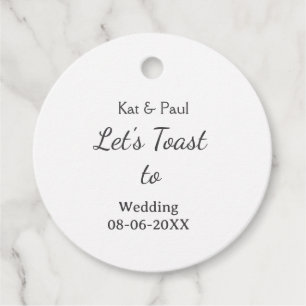 Let's toast to wedding add name date simple couple favor tags
