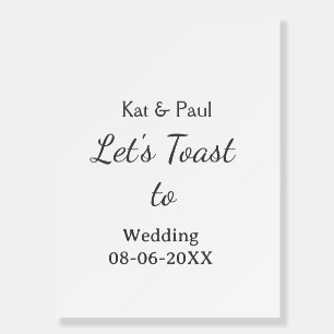Let's toast to wedding add name date simple couple foam board