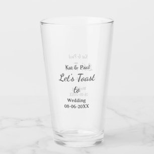 Let's toast to wedding add name date simple couple glass