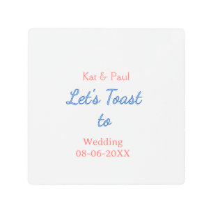 Let's toast to wedding add name date simple couple metal print