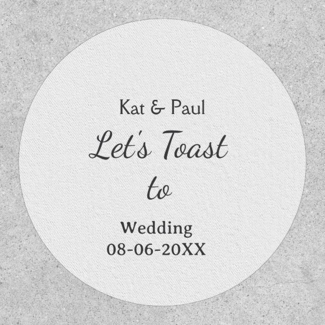 Let's toast to wedding add name date simple couple patch (Front)