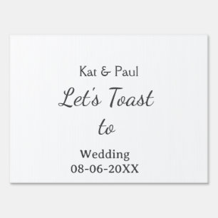 Let's toast to wedding add name date simple couple sign