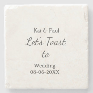 Let's toast to wedding add name date simple couple stone coaster