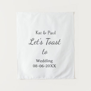 Let's toast to wedding add name date simple couple tapestry