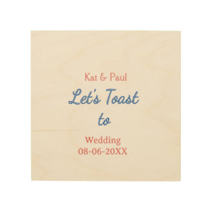 Let's toast to wedding add name date simple couple wood wall art