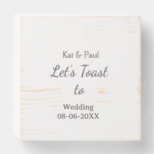 Let's toast to wedding add name date simple couple wooden box sign