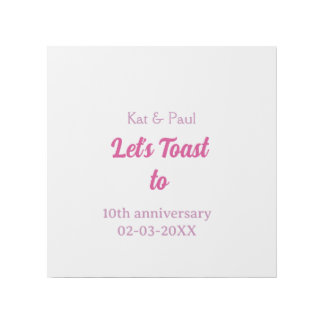 Let's toast to wedding anniversary 10th pink name  gallery wrap
