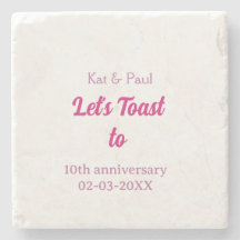 Let's toast to wedding anniversary 10th pink name 