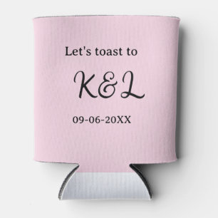 Let's toast to wedding engagement name letter pink can cooler