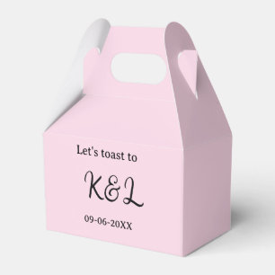 Let's toast to wedding engagement name letter pink favor boxes