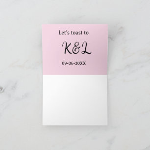 Let's toast to wedding engagement name letter pink letterpress thank you card