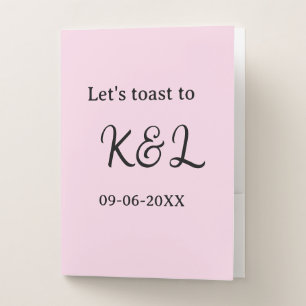 Let's toast to wedding engagement name letter pink pocket folder