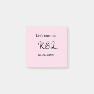 Let's toast to wedding engagement name letter pink post-it notes