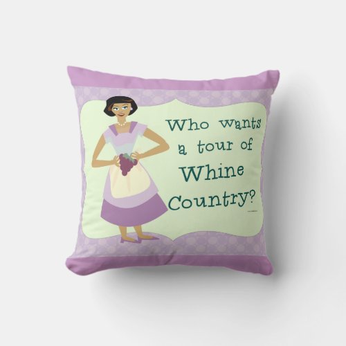 Lets Tour Whine Country Throw Pillow